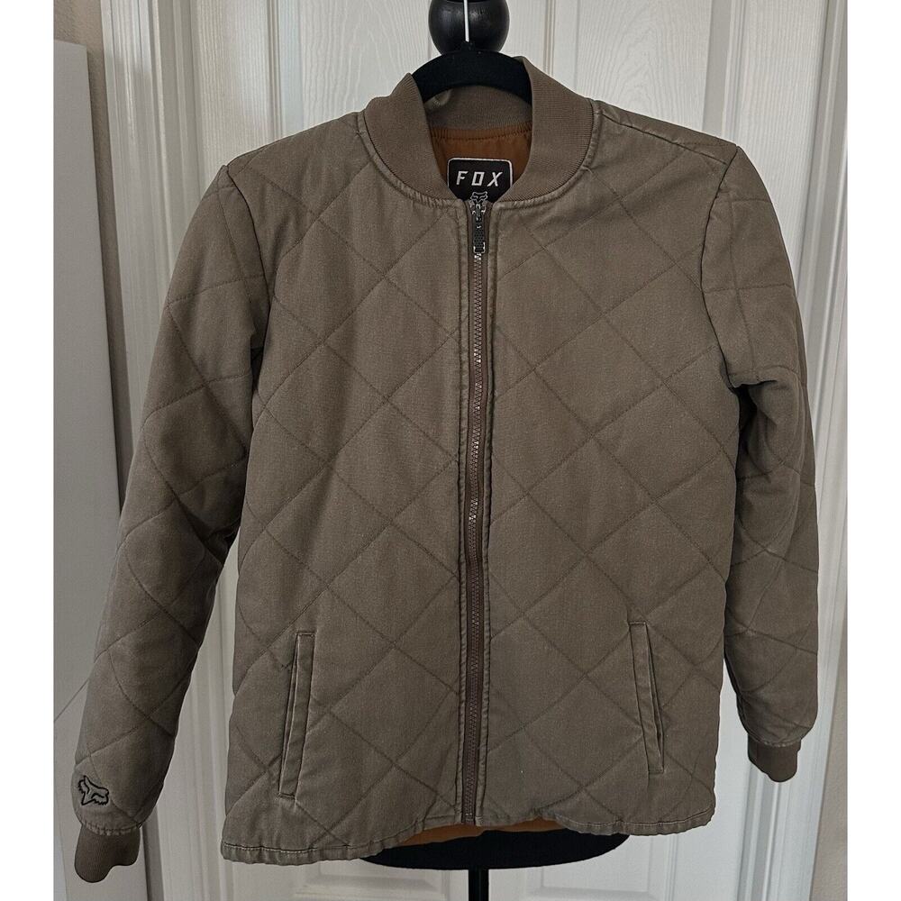 Unisex Fox Racing Quilted Bomber Jacket Size XS Brown